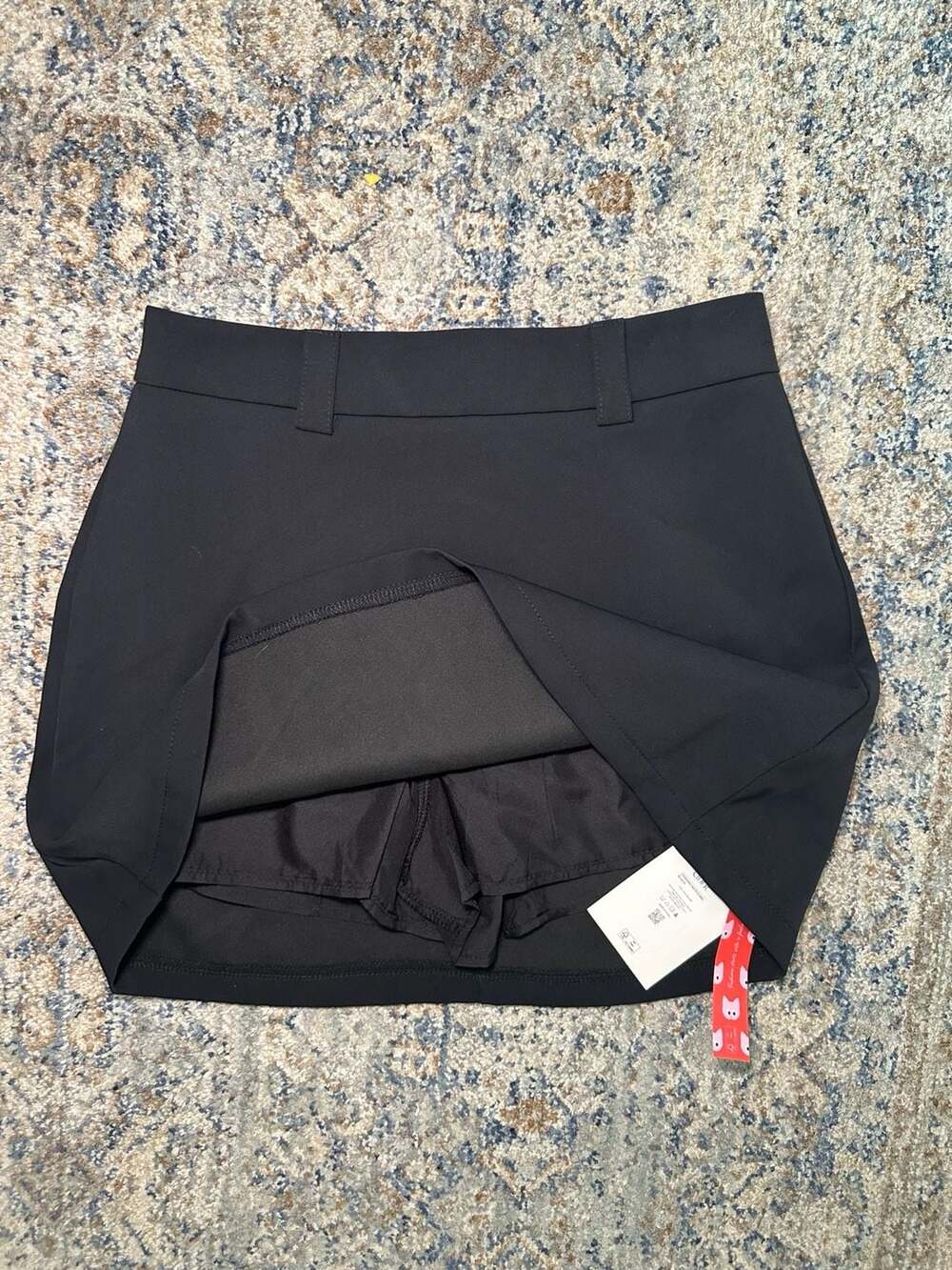 Cider Black Solid Active Skort with Built-In Shorts and Belt Loops